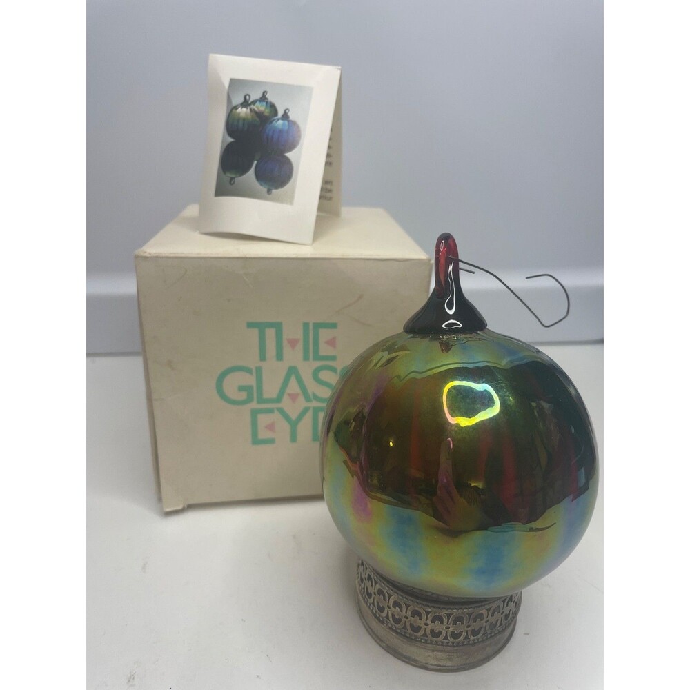 rare The Glass Eye Studio Hand Blown Tree Ornament Bauble Ball Carnival red